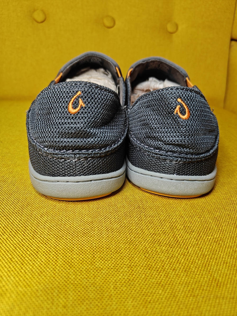 Olukai Men's Nohea Mesh Slip On Casual Shoes Graphite Orange Size 10 - Picture 6 of 8